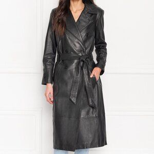 Lamarque NWT Erma Leather Trench Coat - Black